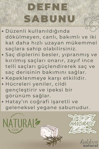 Zeytinyağlı Defne Sabunu El Yapımı Doğal 120 G