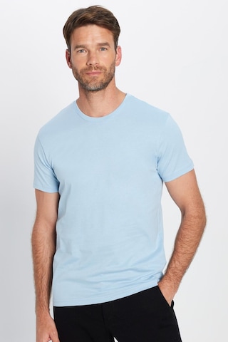 Tudors Unisex Slim Fit Dar Kesim %100 Pamuk Yumuşak Dokulu Mavi Bisiklet Yaka Tişört-31787 Mavi