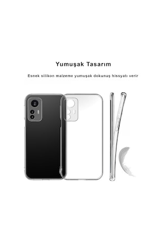 Xiaomi Redmi Note 12s Kılıf Kamera Korumalı Süper Silikon Kılıf Renksiz