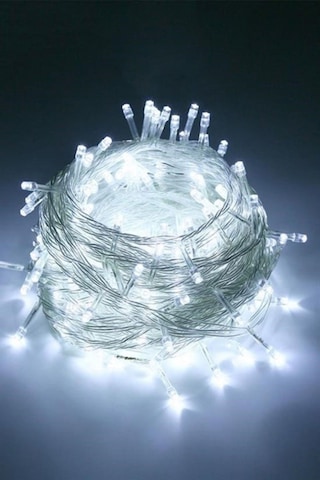 Tedaks 100 Ledli 8 Fonksiyonlu 10 Metre Led Aydınlatma Dekor Lambası Beyaz Beyaz