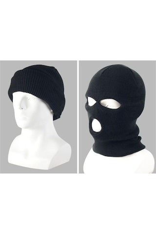 Kaput Kış Sıcak Yün Kapüşonlu Motosiklet Akülü Araba Açık Sürme Örme Başlık Siyah