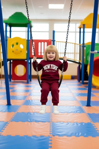 Frm Kız Çocuk Pamuklu New York Baskılı Örme Sweatshirt Ve Eşofman Alt Bordo
