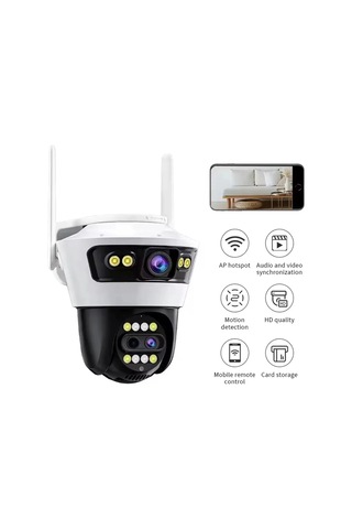 Ayarlanabilir 3 Lens 6mp 8x Zoom İç Dış Mekan Uygun Gece Görüşlü Akıllı Ip Güvenlik Kamerası