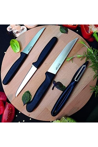 Cut 4 Fresh Sebze Soyacak Ve Bıçak Seti 4 Parça Siyah St-401