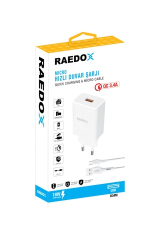 Raedox 18w 3.4a Micro Duvar Şarjı