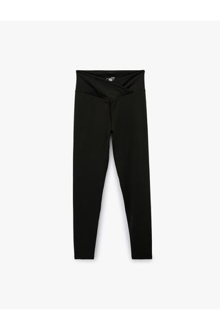 Koton Yüksek Bel Slim Fit Kemer Detaylı Spor Tayt Siyah 6sak40462nk