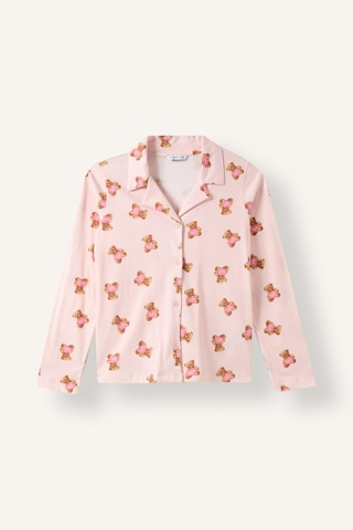 Defacto Ayıcık Desenli Düğmeli 2li Pijama Takımı Kız Çocuk I6087a826wnpn114 Pembe-pn114