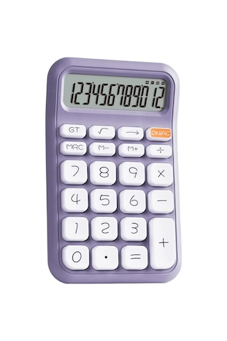 Ayt Powermaster Pm-25411 Mor Renk Beyaz Tuş 12 Haneli Hesap Makinesi 150x90mm Krem