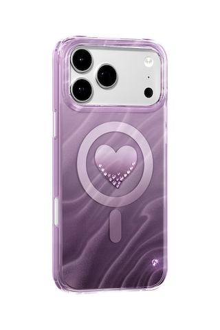 İphone 17 Pro Max Kılıf M-safe Özellikli Orjinal Swarovski Taşlı Zore Paris Rovix Sert Pc Kapak Mor
