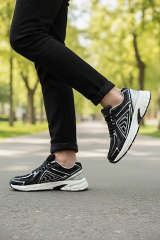 Hammer Jack Siyah Gümüş Hafızalı Taban Hafif Esnek Fileli Unisex Spor Ayakkabı Dipper G Siyah-gümüş