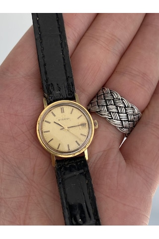 Eterna 23.7 Mm Deri Kordon 14k Altın Kadın Kol Saati 2.el