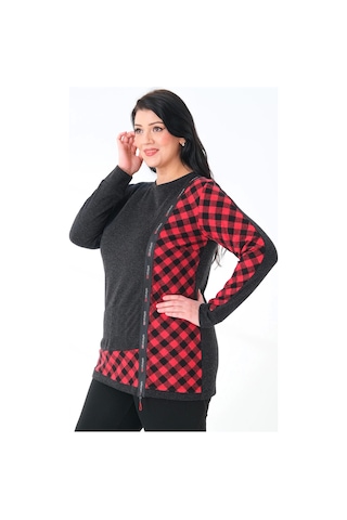 Lady Majestic Kadın Büyük Beden Sweatshirt Kırmızı