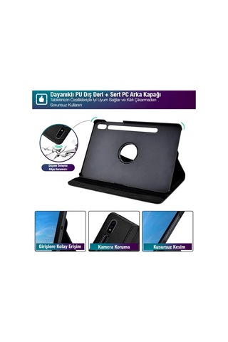 Sm Samsung Uyumlu Galaxy Tab S8 2022 11.0 X700-x706 360 Derece Döner Standlı Kılıf- 5775 - Hs08374206-6054 Siyah Arka Kapak