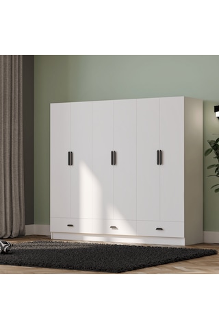 İnci 6 Kapak 3 Çekmeceli Mega Gardırop