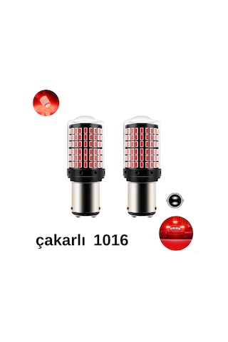 Carub Ampul 12v 1016 144 Led Şeffaf Oto Geri Vites Ampulü Fren Stop Lambası Düz Çakarlı Kırmızı Br0404051