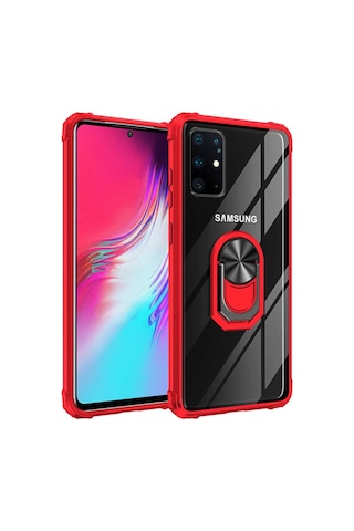 Samsung Uyumlu Galaxy S20 Plus Kılıf Standlı Yüzüklü Mola Silikon Kapak