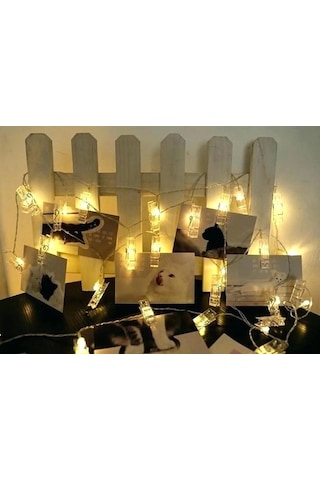 10'lu Led Işıklı Fotoğraf Mandalları Çok Renkli