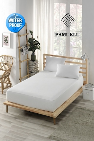 Mona Verde Sıvı Geçirmez Alez Pamuklu Fitted Çift Kişilik Tek Kişilik Bebek Alezi Su Yatak Koruyucu MNVFTTD00 Beyaz