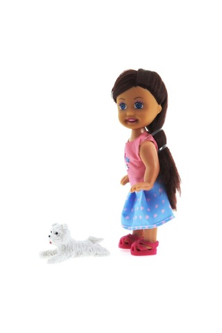 Cute Girl Beyaz Köpekli Ve Kumral Mini Bebek Nhr