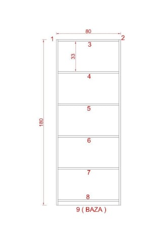 Rafkestir Asya Suntalam Kitaplık ( 80 X 180 Cm ) - Kapaklı Cappicino