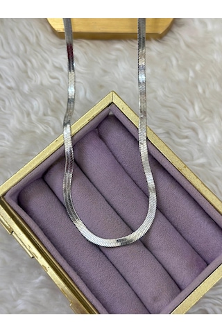 Premium Gümüş Renk 60 Cm İtalyan Model Şık Kadın 316l Çelik Kolye