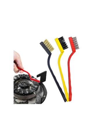 3 Lü Detaylı Temizlik Bakır,demir Ve Sert Plastik Tel Fırça Go50 Çok Renkli