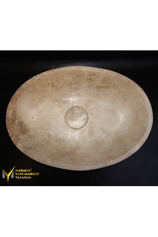 Traverten Gizli Giderli Oval Tasarım Lavabo