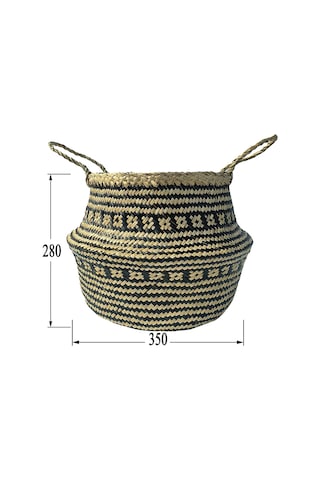 Koçtaş Siyah Desenli Hasır Sepet 35 x 35 x 28 Bej