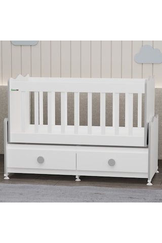 Elegant Mdf Çıtalı Beşik + Şifonyer - Gri Beyaz