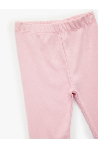 Koton Pamuklu Kaşkorse Beli Lastikli Basic Uzun Tayt Pembe 6wmg40017ak Gül