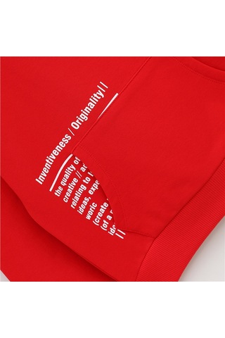 Wanex Erkek Çocuk Bisiklet Yaka Şardonlu Uzun Kol Kalın Sweatshirt - 16015 Kırmızı