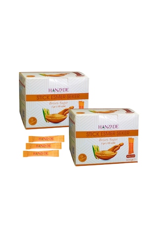 Hanzade Bitkisel Stick Esmer Şeker 100 Sticks 2 x 300 G