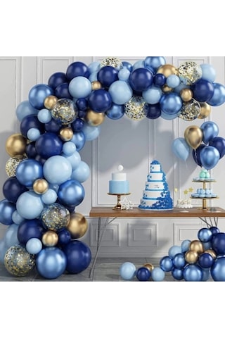 Mavi Lacivert 65li Balon Zinciri Süsleme Seti 5 Renkli Sünnet, 1
