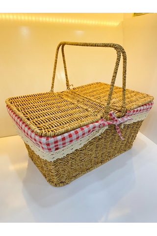 Hasır Piknik Sepeti Sarı