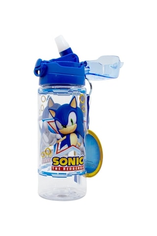 Wiggle 500ml Sonic The Hedgehog Pipetli Askılı Kilitlenebilir Su Matarası Lacivert2