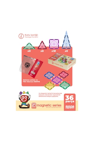 Go Magnetic Series 36 Parça Manyetik Yapı Blokları Original - Mıknatıslı Manyetik Bloklar