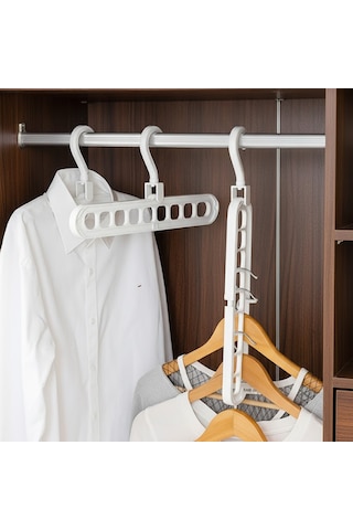 Porsima Org-250 6 Adet Çok Fonksiyonlu Dolap Içi Düzenleyici Organizer Sihirli Askı Tişört Gömlek Elbise Askısı Beyaz