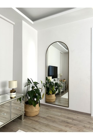 Effe 180x60 Cm Oval Model Eskitme Metal Çerçeveli Ayaklı Boy Aynası