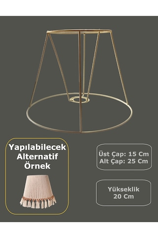 Konik Abajur Teli , İskeleti Krem Statik Boyalı E27 25 Cm Metal