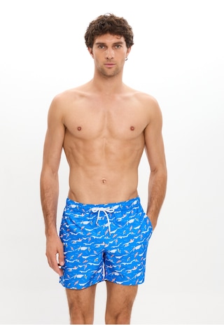 Toosalty Erkek Surf Desenli Deniz Şortu Cepli Fileli Astarlı Hızlı Kuruyan Su İtici Orta Boy 25sm109st Mavi