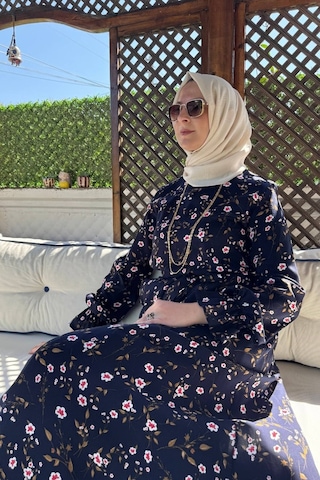 Rabia Şamlı Bihter Lacivert Elbise Normal