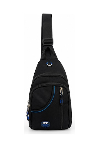 Seventeen Unisex Spor Çok Bölmeli Çapraz Askılı Body Bag Siyah-mavi
