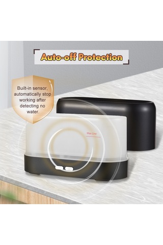 Neevoyu Siyah Ultrasonik Isı Humidifikatör, Aromaterapi Fonsiyonu, 3 Farklı Ateş Rengi, Elektrik Kesme Koruması, Usb-c Besleme