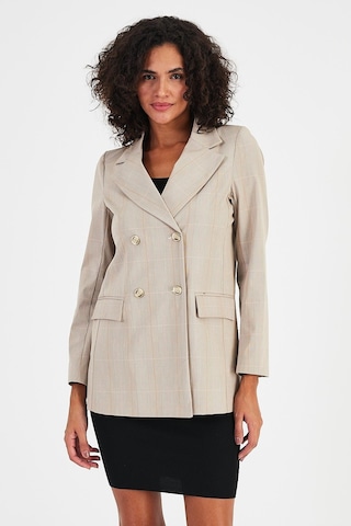 Alexandergardı Ekoseli Astarsız Cepli Kruvaze Blazer Ceket B24-00202 001