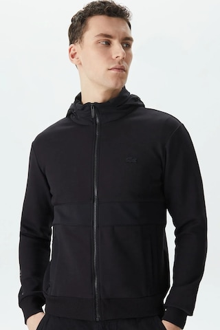 Lacoste Men's Full Zip Hoodie Sweatshirt Erkek Kapüşonlu Tam Fermuar Sweatshirt Siyah Siyah