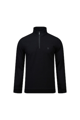 Hatemoğlu Siyah Regular Fit Yarım Balıkçı Yaka Fermuarlı Sweatshirt 2977608 Siyah