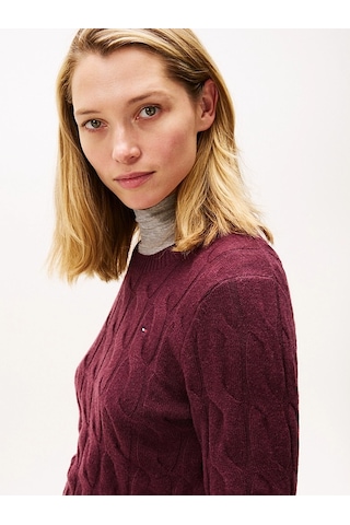 Tommy Hilfiger Soft Wool Cable C-nk Ls Swt Kadın Kırmızı Kazak - Ww0ww43586 Kırmızı