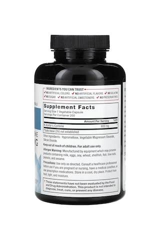 N-acetyl Cysteine 600 Mg 200 Kapsül Immunity,cellular Health & Antioxidant Levels