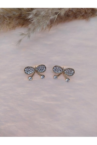 Hdmarketim Kelebek Swarovski Taşlı İncili Doğa Temalı Küpe Çok Renkli