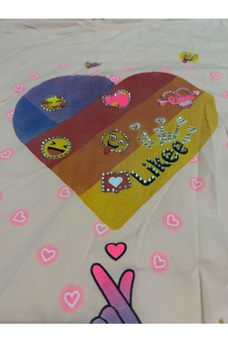 Monili Kız Çoçuk T-shirt Açık Pembe